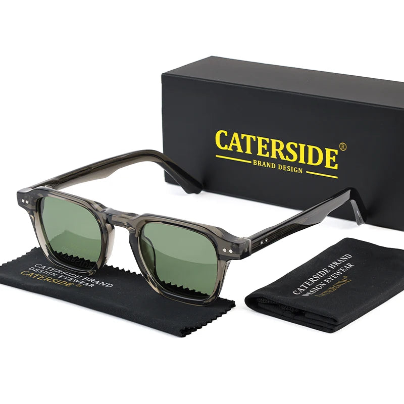 Retro Polarized Square Sunglasses Men’s Acetate Frame