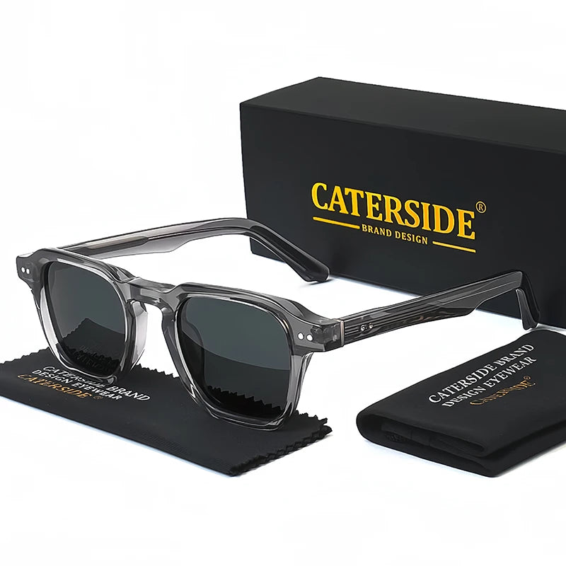 Retro Polarized Square Sunglasses Men’s Acetate Frame